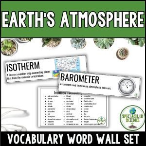 Earth's Atmosphere Vocabulary Word Wall Set 1