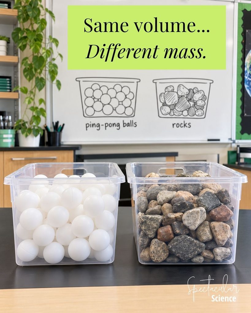 Same volume different mass