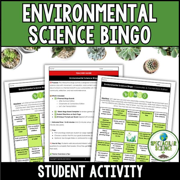 Environmental Science Bingo Activity Cover