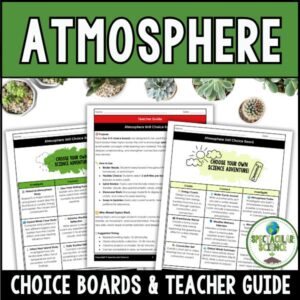 Atmosphere Choice Boards Student Activity Worksheets Cover