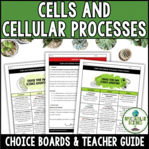Cells and Cellular Processes Choice Boards Student Activity Worksheets Cover