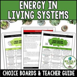 Energy in Living Systems Choice Boards Student Activity Worksheets Cover