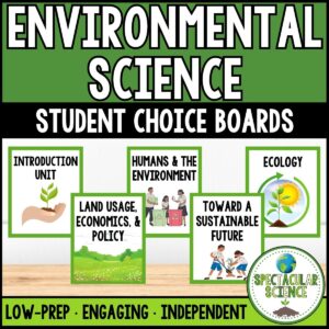 Environmental Science Choice Boards Student Activity Worksheets Bundle Cover 1
