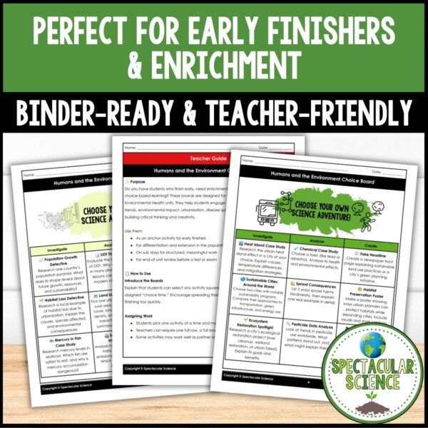 Environmental Science Choice Boards Student Activity Worksheets Bundle ...