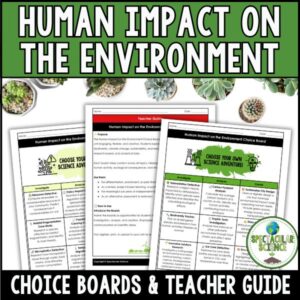 Human Impact on the Environment Choice Boards Student Activity Worksheets Cover