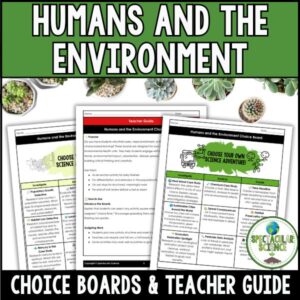 Humans and the Environment Choice Boards Student Activity Worksheets Cover