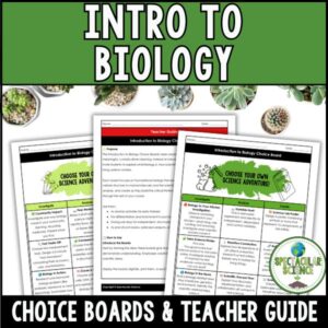 Intro to Biology Choice Boards Student Activity Worksheets Cover