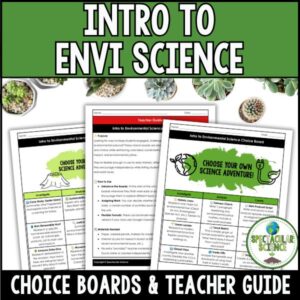 Intro to Environmental Science Choice Boards Student Activity Worksheets Cover
