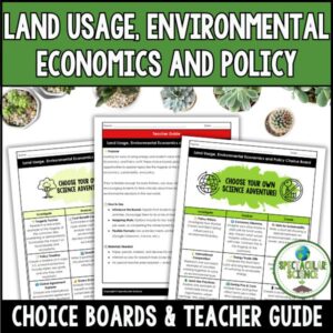Land Usage, Environmental Economics and Policy Choice Boards Student Activity Worksheets Cover