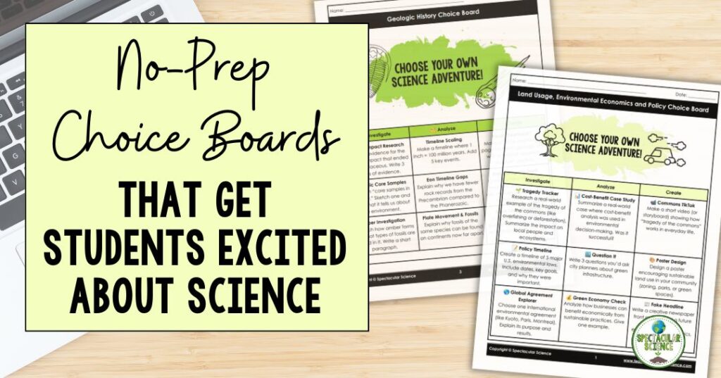 No-Prep Choice Boards That Get Students Excited About Science