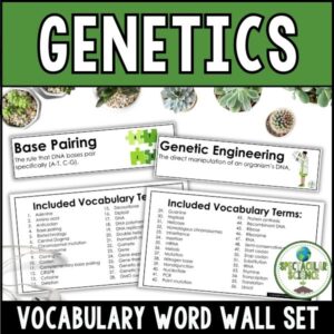 Genetics Vocabulary Word Wall Set Cover 1