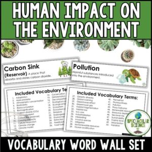 Human Impact on the Environment Vocabulary Word Wall Set Cover 1