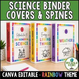 Rainbow Editable Science Binder Covers & Spine Labels 1