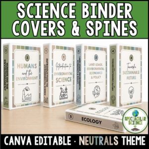 Neutrals Editable Science Binder Covers & Spine Labels 1