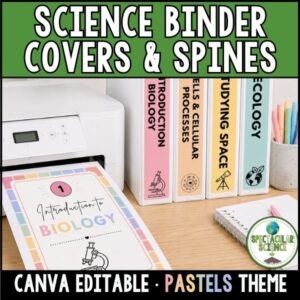 Pastels Editable Science Binder Covers & Spine Labels 1